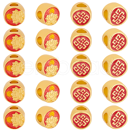   30Pcs 2 Styles Flat Round Alloy Enamel European Beads FIND-PH0022-97-1
