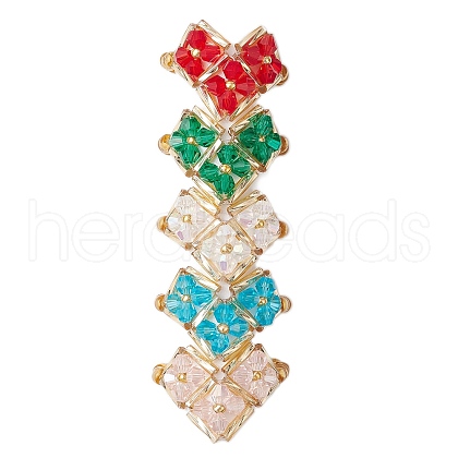 Heart Glass Seed Beads Stretch Rings for Women RJEW-MZ00028-1