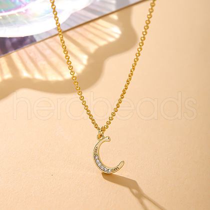 Fashionable Brass Micro Pave Clear Cubic Zirconia Initial Pendant Necklaces for Women FS-WG2FE2D-03-1