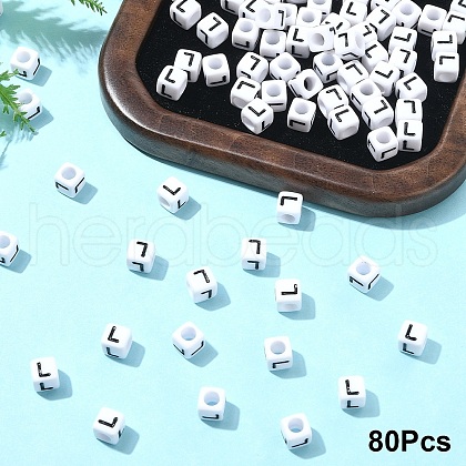 Acrylic Horizontal Hole Letter Beads OACR-YW0002-08L-1