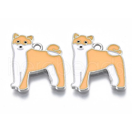 Rack Plating Alloy Enamel Dog Pendants PALLOY-T075-163-1