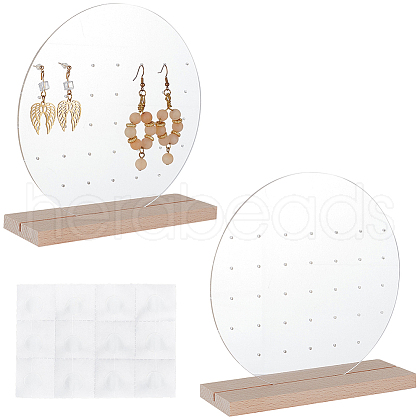 Round Transparent Acrylic Earring Stud Display Stand ODIS-WH0015-95-1