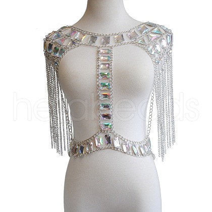 Clear AB Acrylic & Alloy Tassel Sexy Jewelry Night Shop Shoulder Body Chains for Women WG261D8-03-1