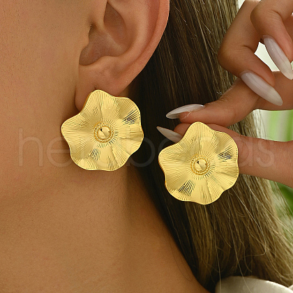 Exaggerated Brass Lotus Flower Stud Earrings CA7944-1