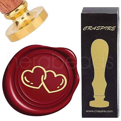 Brass Wax Seal Stamps with Wood Handle AJEW-WH0412-0170-1