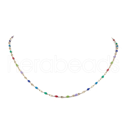 304 Stainless Steel Enamel Link Chains Necklaces NJEW-JN04788-1