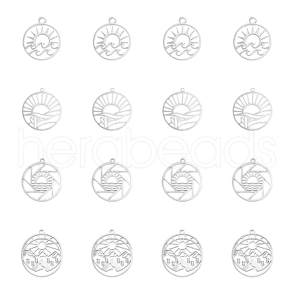 Unicraftale 16Pcs 4 Styles 201 Stainless Steel Pendants STAS-UN0061-14-1