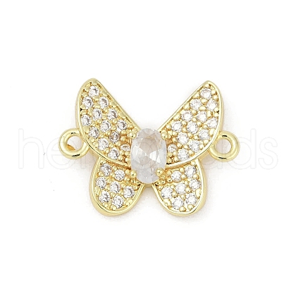 Brass Clear Cubic Zirconia Butterfly Connector Charms KK-D317-140G-1