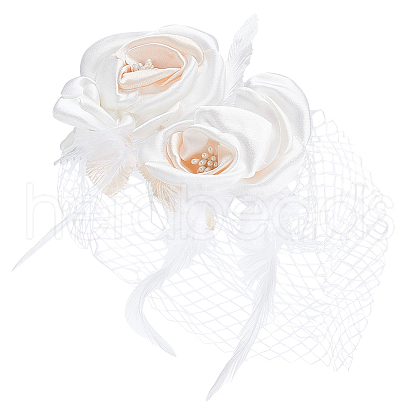 Bridal Mesh Veil Floral Cloth Hair Combs MRMJ-WH0077-096-1