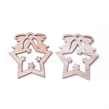 Undyed Wood Pendants WOOD-I004-27-1