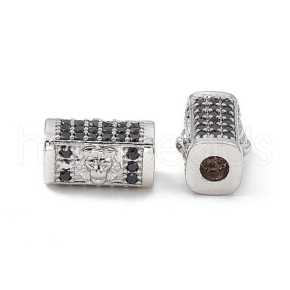 Brass Micro Pave Cubic Zirconia Beads KK-E068-VB469-1