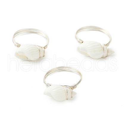 Natural Spiral Shell Finger Rings RJEW-TA00172-01-1