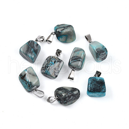 Natural Agate Dyed Nuggets Pendants G-Q996-27-01-1
