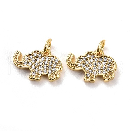 Brass Micro Pave Cubic Zirconia Pendants KK-K258-17G-RS-1