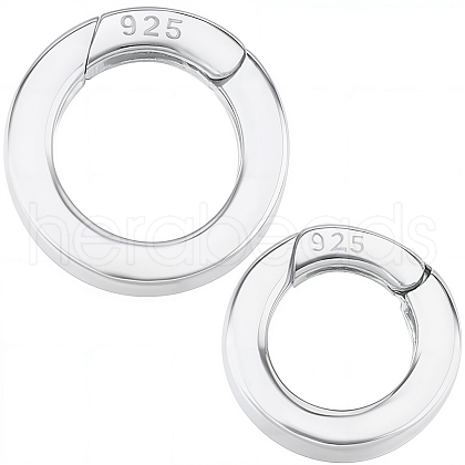 SUNNYCLUE 2Pcs 2 Styles 925 Sterling Silver Spring Gate Rings STER-SC0001-35B-1