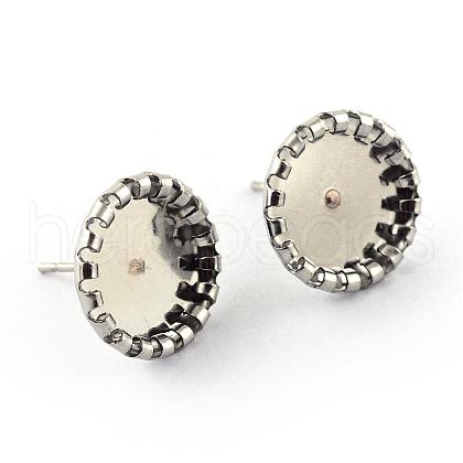 Tarnish Resistant 304 Stainless Steel Cabochons Stud Earring Settings STAS-Q194-10-1