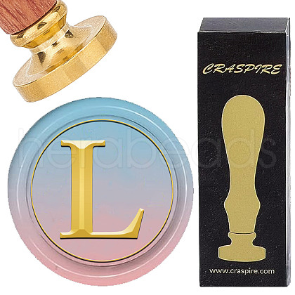 Brass Wax Seal Stamp with Wood Handle AJEW-WH0412-0307-1