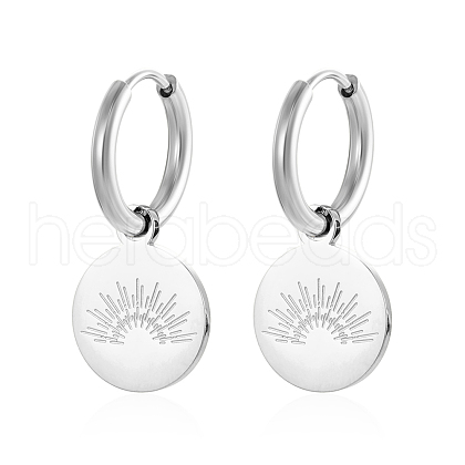 Simple Stainless Steel Flat Round Hoop Earrings RG7887-1-1