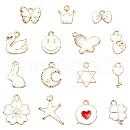 30Pcs 15 Styles Alloy Enamel Pendants ENAM-YW0004-19-1