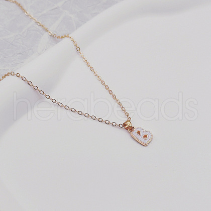 Alloy White Enamel Initial Pendant Necklaces WG51722-02-1