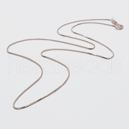925 Sterling Silver Box Chain Necklaces STER-F039-40cm-04RG-1