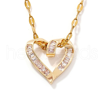 Elegant Brass Pave Clear Cubic Zirconia Heart Pendant Necklaces for Girls SZ7102-1-1