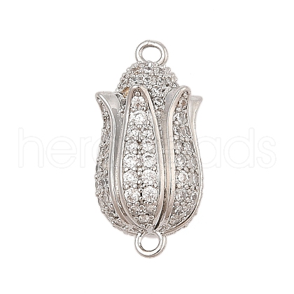 Brass Micro Pave Clear Cubic Zirconia Magnetic Clasps KK-L223-023P-1