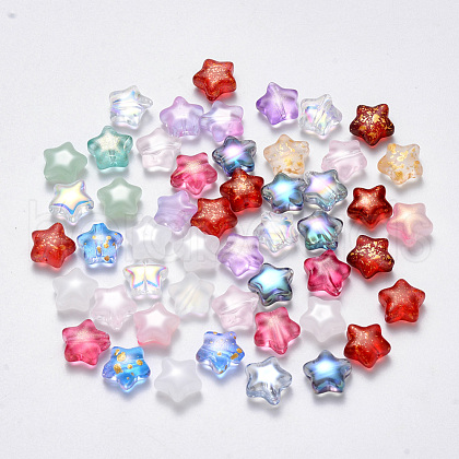 Spray Painted Glass Beads X-GLAA-R211-04-1