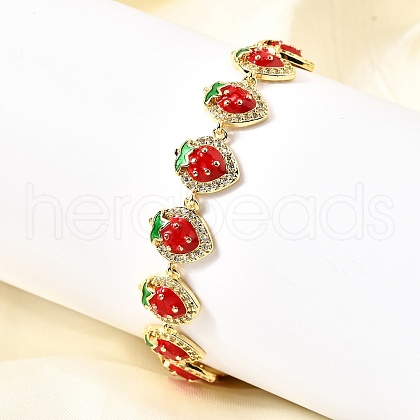 Brass Micro Pave Cubic Zirconia Link Bracelets BJEW-K278-02G-02-1