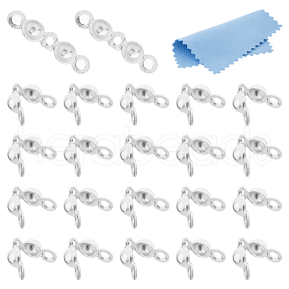 DICOSMETIC 25Pcs 925 Sterling Silver Bead Tips Knot Covers STER-DC0001-55-1