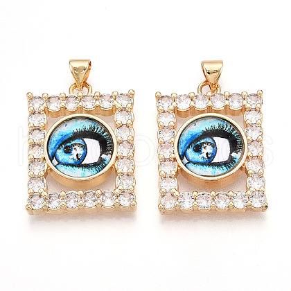 Brass Micro Pave Clear Cubic Zirconia Pendants for Women KK-T070-91A-07-1