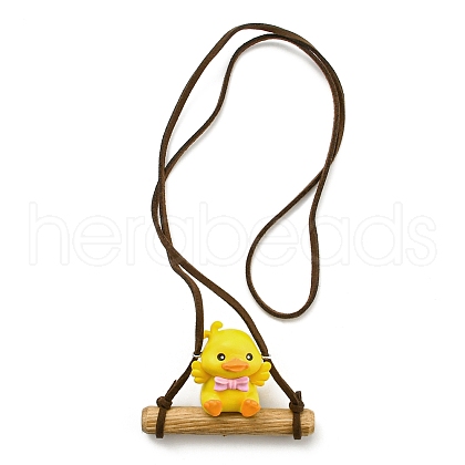 Cute Plastic Swinging Bowknot Duck Pendant Decorations HJEW-A009-01F-1