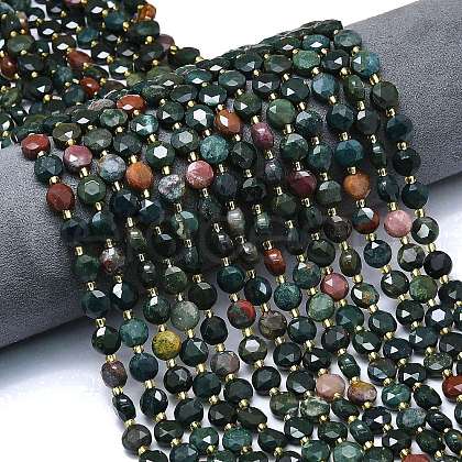 Natural Bloodstone/Heliotrope Stone Beads Strands G-C116-A58-02-1