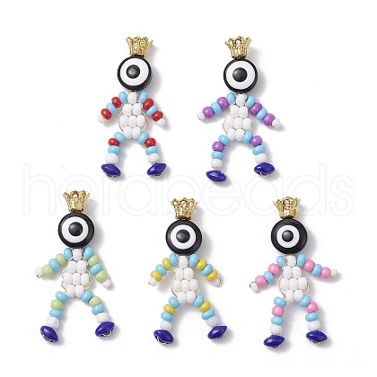 Baking Paint Glass Seed Beaded Human Pendants PALLOY-MZ00653-1