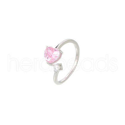 Elegant 925 Sterling Silver Cubic Zirconia Heart Cuff Rings VD3365-3-1