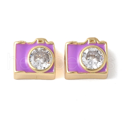 Brass Pave Clear Cubic Zirconia Beads KK-H449-86G-05-1