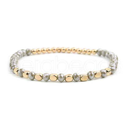 Handmade Geometric Black Onyx and Acrylic Bead Crystal Bracelet for Women ST4670043-1