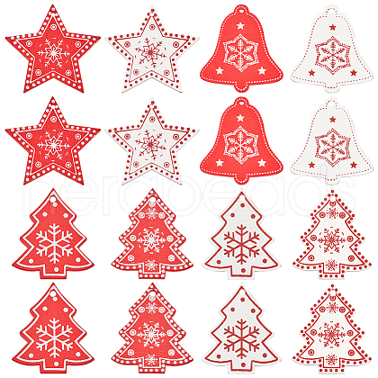 SUNNYCLUE 80Pcs 8 Styles Christmas Theme Wood Pendants WOOD-SC0001-81-1