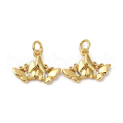 Brass Micro Pave Cubic Zirconia Pendants KK-P308-38G-1
