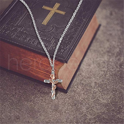 Cross & Leaf Alloy Pendant Necklaces FS-WG2F207-03-1