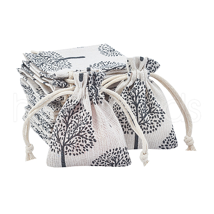 Tree Pattern Burlap Packing Pouches ABAG-PH0002-47-1