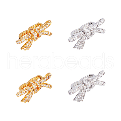 SUPERFINDINGS 4Pcs 2 Colors Brass Rhinestone Fold Over Clasps KK-FH0007-72-1