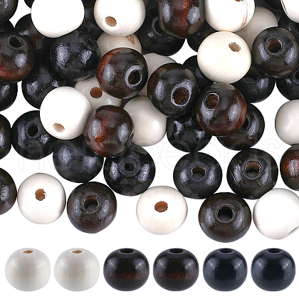 Gorgecraft 90Pcs 3 Colors Natural Wood European Style Beads OPDL-GF0001-01-1