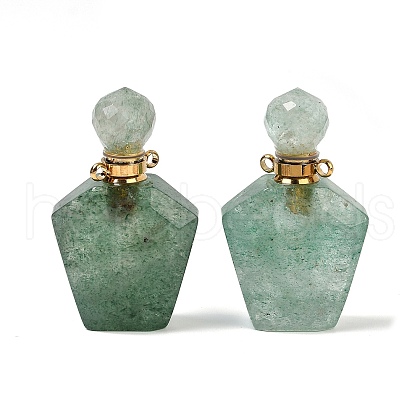 Natural Green Strawberry Quartz Openable Perfume Bottle Pendants G-I381-02G-02-1