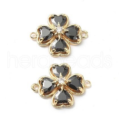 Brass Pave Clear Cubic Zirconia Connector Charms X-KK-B072-09G-1