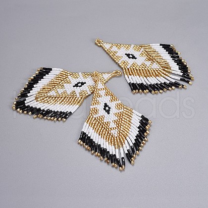 Handmade Japanese Seed Beads Tassels Pendants X-SEED-P003-03B-1