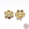 Real 18K Gold Plated 6-Petal 925 Sterling Silver Bead Caps STER-M100-16-2