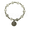 Alloy Saint Benedict Medal Charm Stretch Bracelets RQ5186-1