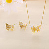 Butterfly 304 Stainless Steel with Shell Pearl Pendant Necklaces & Stud Earrings Sets FS-WGE2DA4-01-1