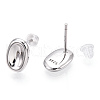 Rhodium Plated 925 Sterling Silver Stud Earrings STER-T004-38P-1